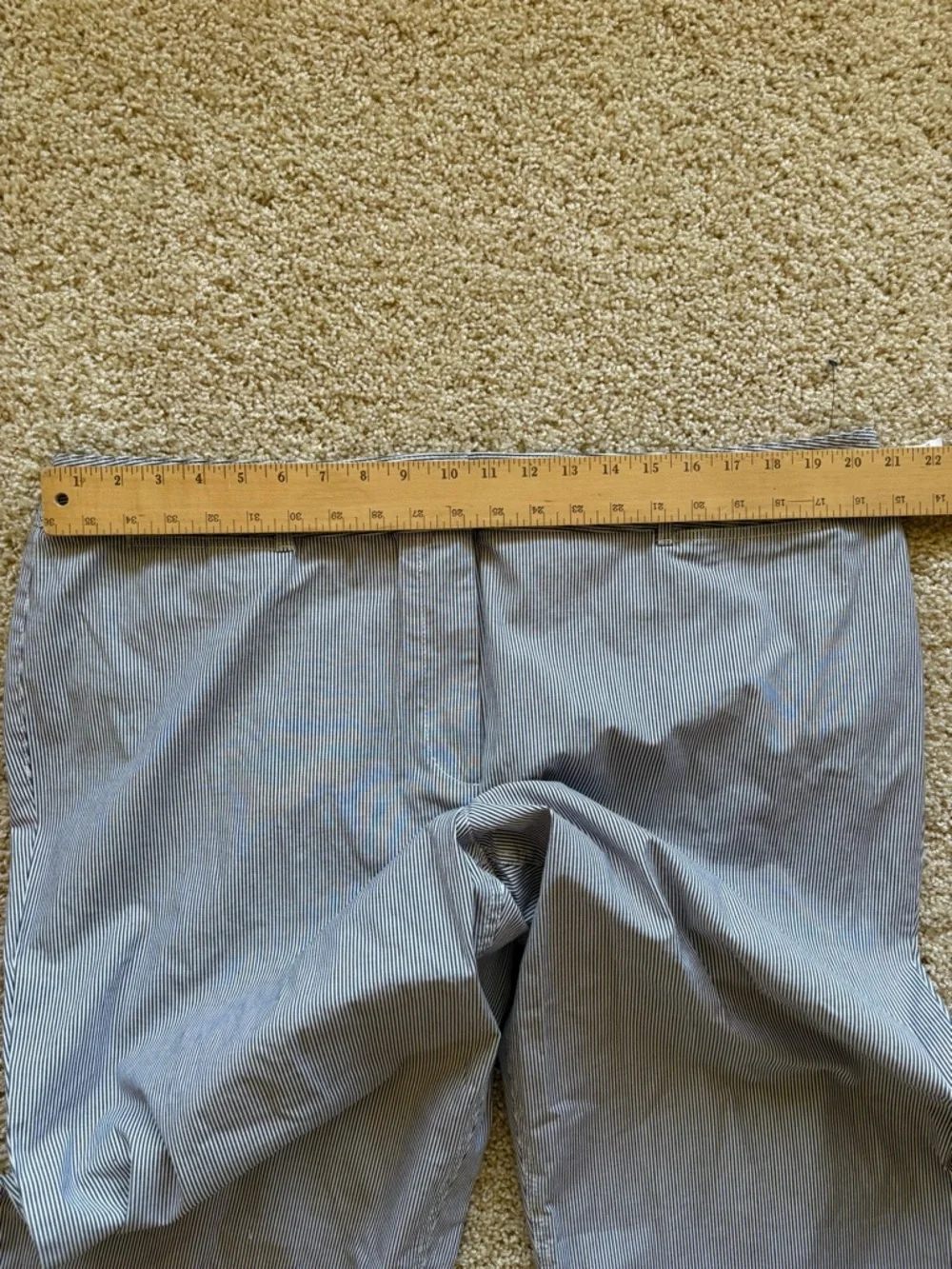 Talbots Wide Leg Crop‎ Chino Pants Blue White Stripe High Rise 20W NWT